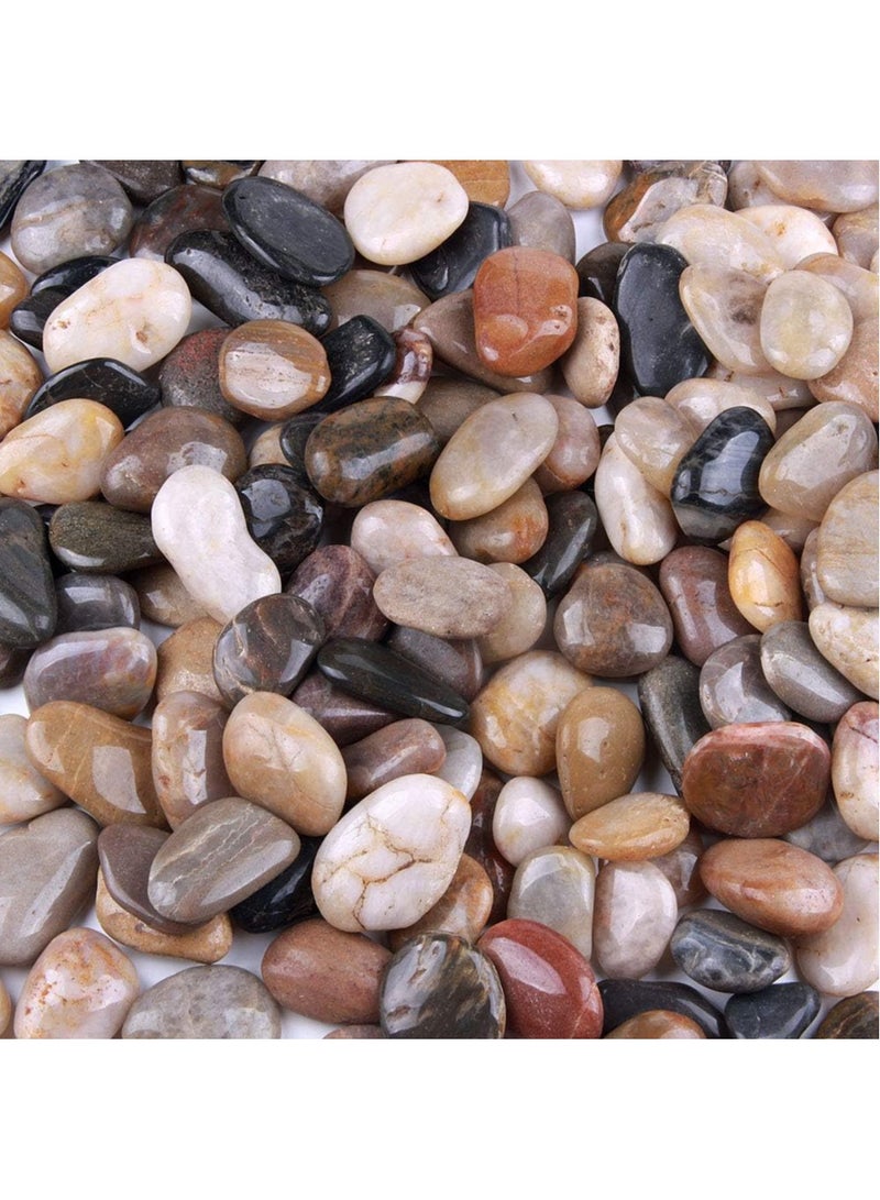 Home zone 5 Pounds (2.25KG) River Rocks Pebbles 1-2 Inches Garden Outdoor Decorative Stones Natural Polished Mixed Colour Stones  - Image 5