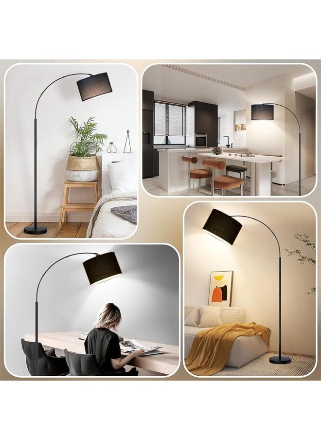 Denzoz - Floor Lamps for Living Room Modern Floor Lamp with Adjustable Hanging Drum Shade 185CM Height Tall Arc Floor Lamp 12W Bulb Included LED Floor Lamp for Bedroom Office Dorm Room - Image 1