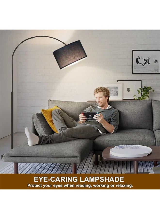 Denzoz - Floor Lamps for Living Room Modern Floor Lamp with Adjustable Hanging Drum Shade 185CM Height Tall Arc Floor Lamp 12W Bulb Included LED Floor Lamp for Bedroom Office Dorm Room - Image 1