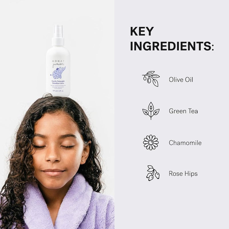 monat Junior™ Gentle Detangler - Safe and tear free Hair Detangler Spray for children. All Natural Tear-free, Sulfate & Paraben-free- Net Wt. 177 ml e / 6 fl. Oz. - Image 5