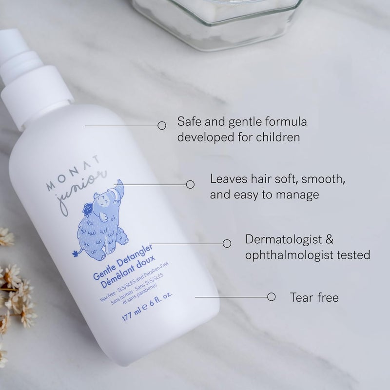 monat Junior™ Gentle Detangler - Safe and tear free Hair Detangler Spray for children. All Natural Tear-free, Sulfate & Paraben-free- Net Wt. 177 ml e / 6 fl. Oz. - Image 3