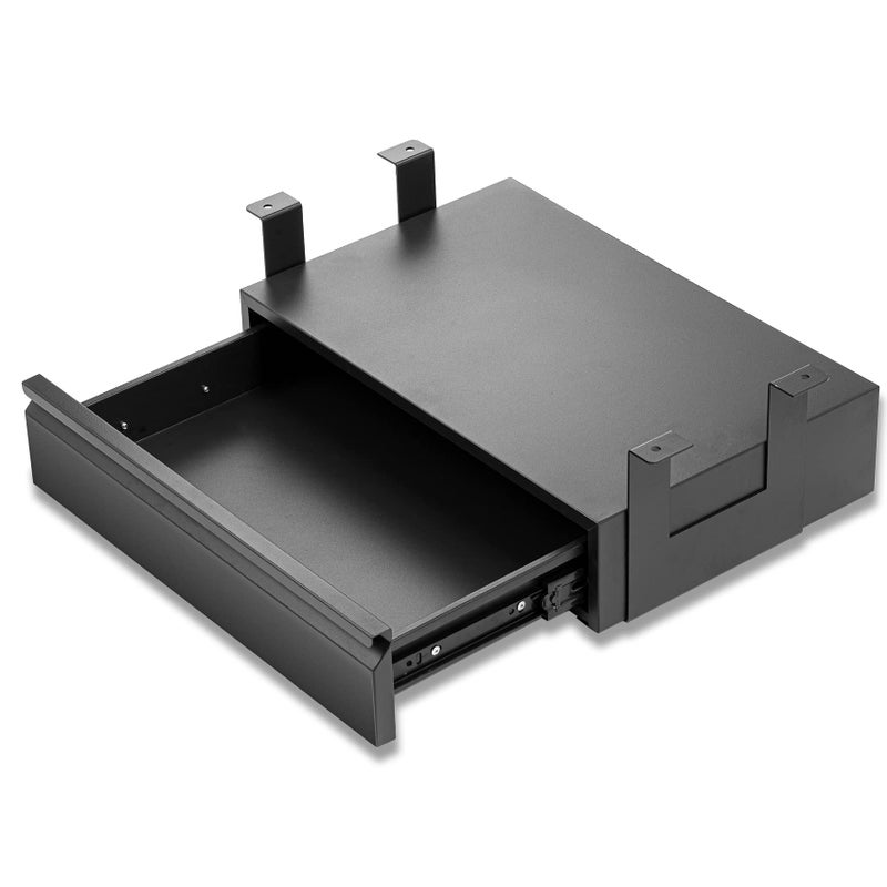 OSteed Under Desk Drawer 18 Pullout Storage Organizer with Tall Brackets Mounted Under Wooden Table with a Max 2 Crossbar Black_Tall Version