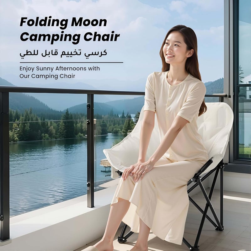 EDUTREE Folding Camping Chair – Lightweight & Portable Camping Chair with Padded Seat, Carry Bag, Side Pocket, Heavy Duty Support up to 150KG, ldeal for Outdoor, Beach, Picnic, Travel (White) - Image 3