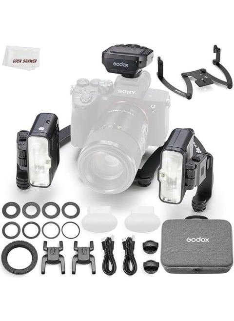 Godox MF12-DK1 Macro Flash Kit – 2.4GHz Wireless TTL Lighting with Dentist Mode, Built-in Lithium Battery, MF-DB Stand & XProIIS Trigger – Compatible with Sony