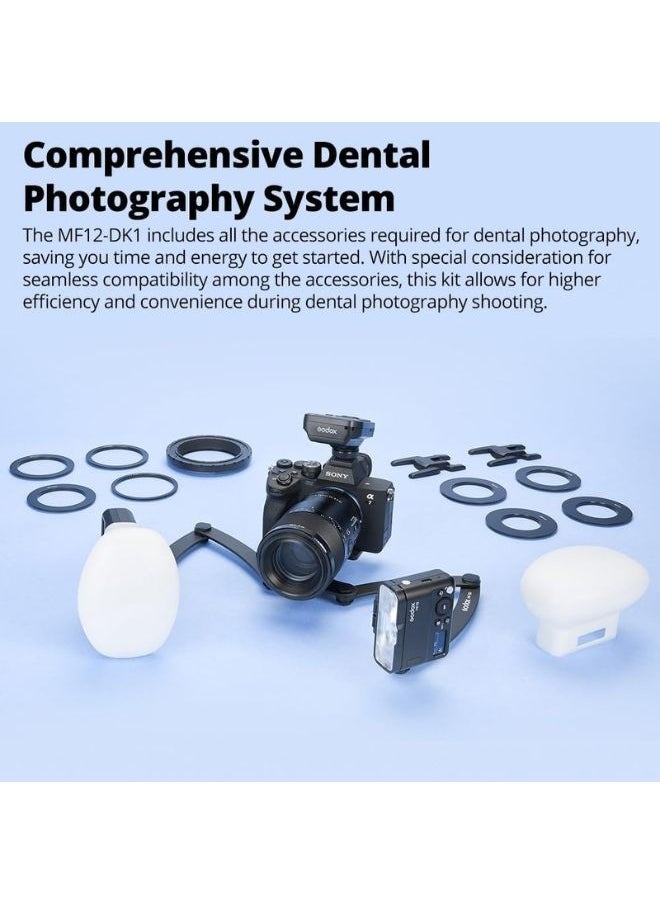 Godox - Godox MF12-DK1 Macro Flash Kit – 2.4GHz Wireless TTL Lighting with Dentist Mode, Built-in Lithium Battery, MF-DB Stand & XProIIS Trigger – Compatible with Sony - Image 1