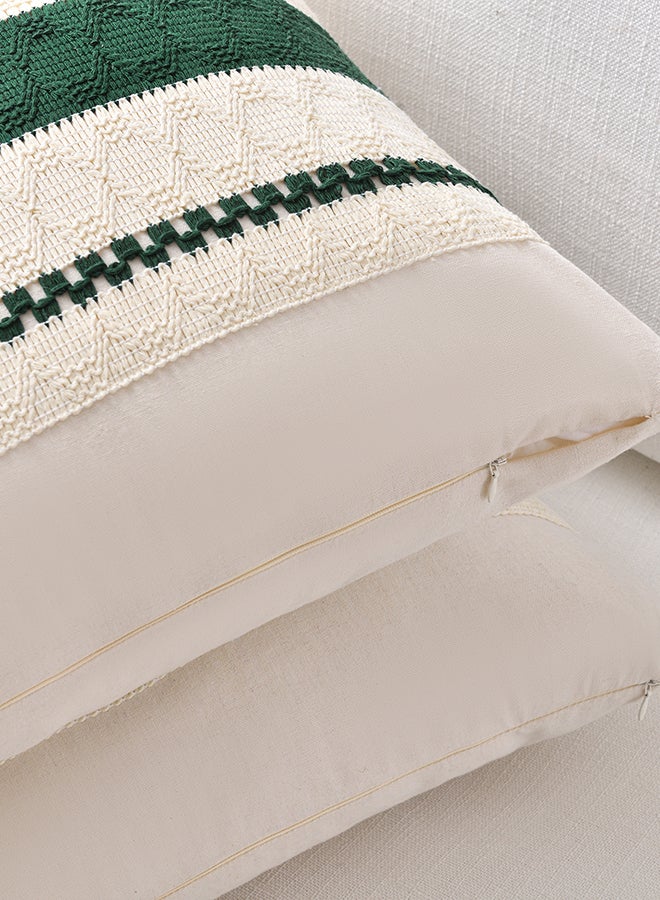 Fancy Homi Set of 2 Vintage Decorative Throw Pillow Covers for Couch, Bed & Sofa, Coastal Boho & Rustic Pattern, Aesthetic & Modern Design - 45x45cm - Dark Green - Image 3