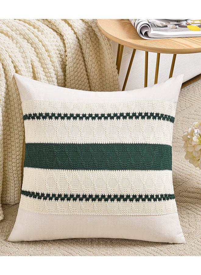 Fancy Homi Set of 2 Vintage Decorative Throw Pillow Covers for Couch, Bed & Sofa, Coastal Boho & Rustic Pattern, Aesthetic & Modern Design - 45x45cm - Dark Green - Image 2