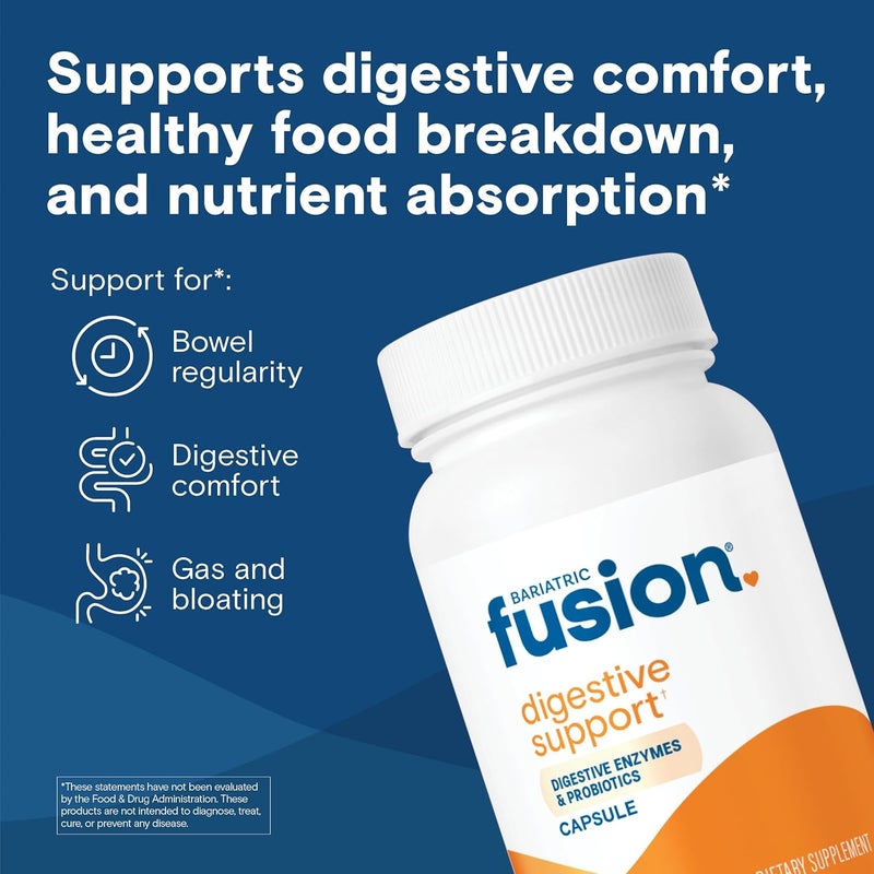 Bariatric Fusion Digestive Support Digestive Enzymes with Probiotics  Vegan Supplement  Probiotics for Digestive Health and Gut Health Support  Gluten Dairy  GMO Free  60 Capsules - Image 2