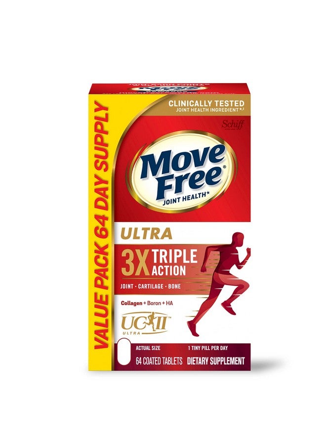 Move Free مكمل دعم المفاصل Ultra Triple Action Type Ii Collagen Boron &amp; Hyaluronic Acid يدعم راحة المفاصل والغضاريف والعظام في حبة صغيرة واحدة يوميًا 64 قرصًا (64 وجبة)* - Image 2