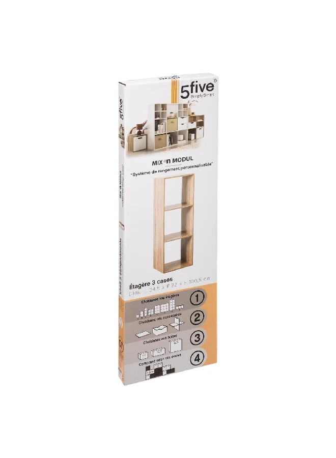 Five Simply Smart 3-Compartment Mix N Modul Wooden Storage Shelf Beige 100.5 x 34.5 x 32 cm 138907