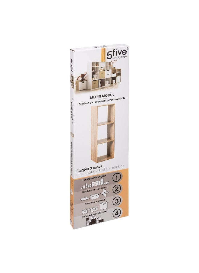 Five Simply Smart 3-Compartment Mix N Modul Wooden Storage Shelf Beige 100.5 x 34.5 x 32 cm 138907  - Image 2