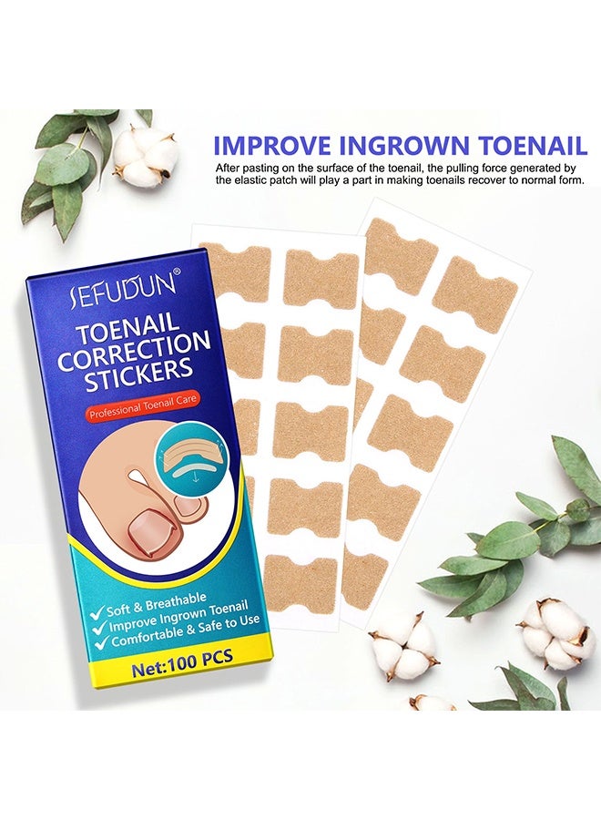 Sefudun Toenail Correction Stickers, Ingrown Toenail Corrector Patch,  Ingrown Toenail Corrector Strips, Toenail Correction Patches, Ingrown Toenail Treatment Tool Foot Care, No-Glue Toenail Correction Stickers 100PCS - Image 3