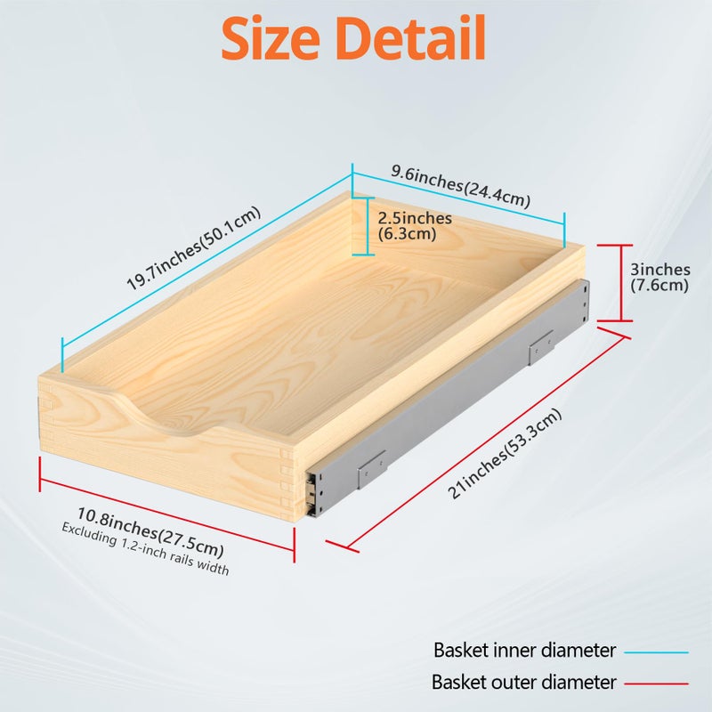 ZOINLIY Wooden Pull Out Cabinet Organizer, Slide Out Drawer for Kitchen Organizers and Storage, Soft Close, Heavy Duty, Fully Expandable - Image 4