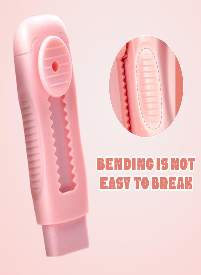IVICOO Pink and White Erasers for Pencils - Refillable Push-Pull Eraser Set with 4 Extra Refills - Image 3