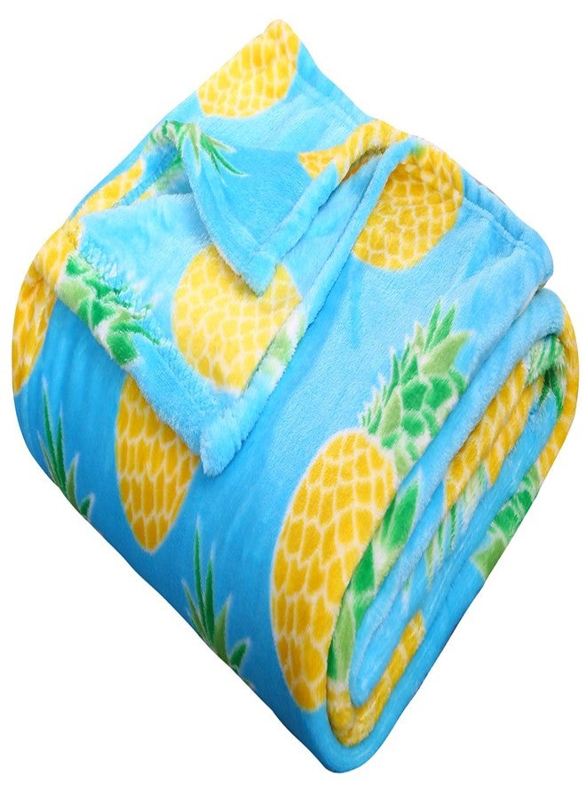 Valerian Luxury Velvet Super Soft Light Weight Blanket Prints Fleece Throw - All Year Round Home Decor, Fuzzy Warm and Cozy Throws, Couch and Gift, 50 x 60inch, Pineapple - Image 2