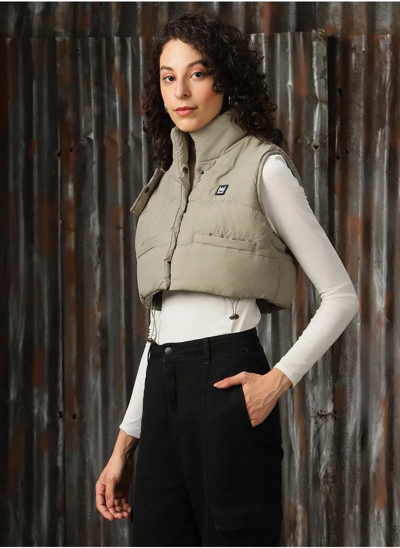 HIGH STAR Women's Green 100% Polyester Printed Regular Fit Jacket