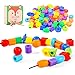 KUTOI Plastic Lacing Beads for Kids with Fun Shapes Long String and Brilliant Colors Educational Occupational Therapy ToysFine Motor ToysMontessori Toy for 3 Year Old and Above70 pcs - Image 3