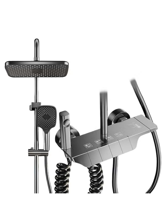 Generic - Shower System, 4 Ways Piano Keys Shower Faucet Set, with 12" Rainfall Shower Head, 3 Function Handheld Shower, Tub Spout, Bidet Sprayer, Adjustable Water Outlet Modes and Hot & Cold Water, Gray - Image 1