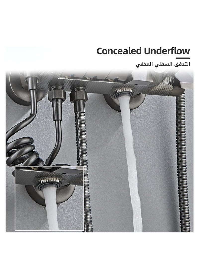 Generic - Shower System, 4 Ways Piano Keys Shower Faucet Set, with 12" Rainfall Shower Head, 3 Function Handheld Shower, Tub Spout, Bidet Sprayer, Adjustable Water Outlet Modes and Hot & Cold Water, Gray - Image 1