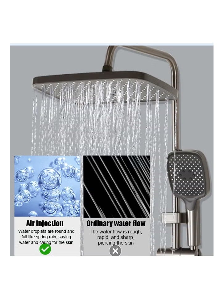 Generic - Shower System, 4 Ways Piano Keys Shower Faucet Set, with 12" Rainfall Shower Head, 3 Function Handheld Shower, Tub Spout, Bidet Sprayer, Adjustable Water Outlet Modes and Hot & Cold Water, Gray - Image 1
