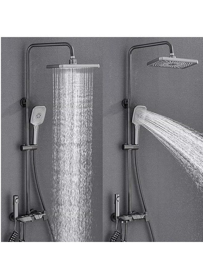 Generic - Shower System, 4 Ways Piano Keys Shower Faucet Set, with 12" Rainfall Shower Head, 3 Function Handheld Shower, Tub Spout, Bidet Sprayer, Adjustable Water Outlet Modes and Hot & Cold Water, Gray - Image 1