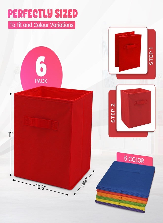 4E's Novelty 6 Packs 11 Inch Rainbow Color Storage Cube Bins, Colorful Storage Baskets For Nursery, Kids Room, Fabric Baskets For Toys, Clothes, Cube Bins for Classroom Organization & Storage - Image 5