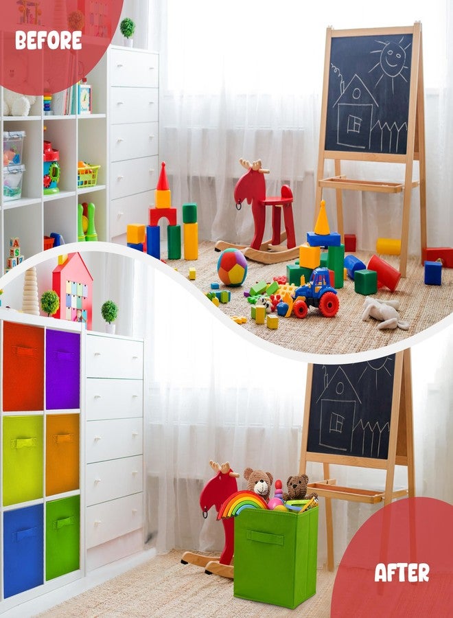 4E's Novelty 6 Packs 11 Inch Rainbow Color Storage Cube Bins, Colorful Storage Baskets For Nursery, Kids Room, Fabric Baskets For Toys, Clothes, Cube Bins for Classroom Organization & Storage - Image 2