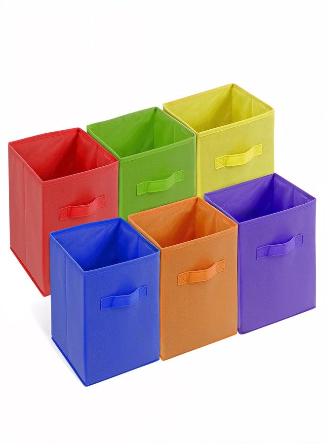 4E's Novelty 6 Packs 11 Inch Rainbow Color Storage Cube Bins, Colorful Storage Baskets For Nursery, Kids Room, Fabric Baskets For Toys, Clothes, Cube Bins for Classroom Organization & Storage - Image 1