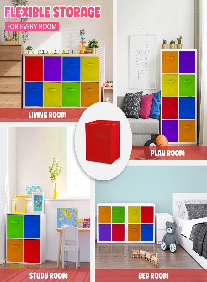 4E's Novelty 6 Packs 11 Inch Rainbow Color Storage Cube Bins, Colorful Storage Baskets For Nursery, Kids Room, Fabric Baskets For Toys, Clothes, Cube Bins for Classroom Organization & Storage - Image 4