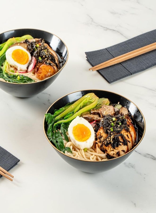 Restaurantware Moderna 16 Ounce Plastic Bowls 20 Durable Disposable Salad Bowls - Gold-Rimmed Heavy-Duty Black Plastic Fancy Bowls For Warm And Cold Foods Ideal For Restaurants - Image 4