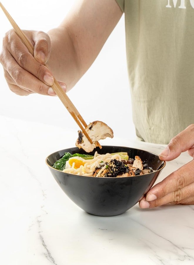 Restaurantware Moderna 16 Ounce Plastic Bowls 20 Durable Disposable Salad Bowls - Gold-Rimmed Heavy-Duty Black Plastic Fancy Bowls For Warm And Cold Foods Ideal For Restaurants - Image 5