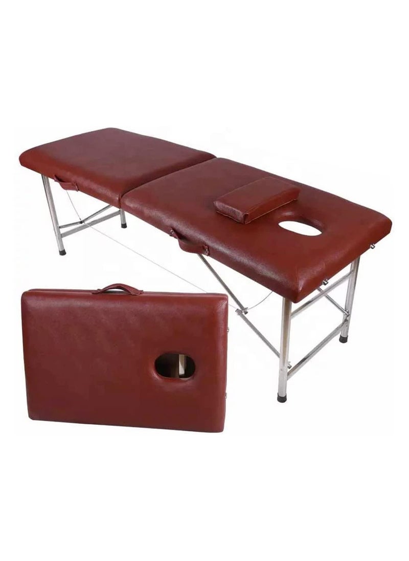 brunson Portable Massage Bed Foldable Massage Tables with Pillow SPA Bed with Stainless Steel Frame 2 Fold Black for SPA Salon Tattoo Massage Therapeutic Treatment Massage Table Adjustable Table 180cm Long 70cm Wide 2 Fold PU Portable Salon Massage Bed  - Image 1