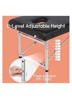 brunson Portable Massage Bed Foldable Massage Tables with Pillow SPA Bed with Stainless Steel Frame 2 Fold Black for SPA Salon Tattoo Massage Therapeutic Treatment Massage Table Adjustable Table 180cm Long 70cm Wide 2 Fold PU Portable Salon Massage Bed  - Image 5