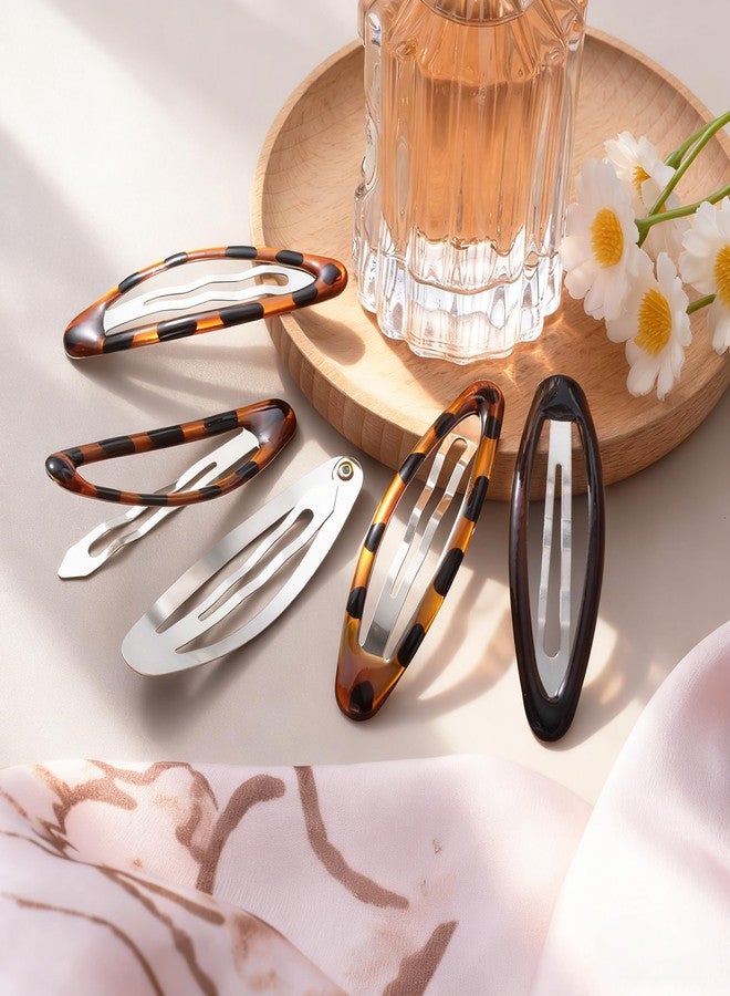 SmallCat 8 Pcs Hair Metal Barrettes for Women, Oval Large Barrettes, Small Snap Hair Clips for Women, Flat Non Slip Large Hair Clips (Black & Tortoise) - Image 4