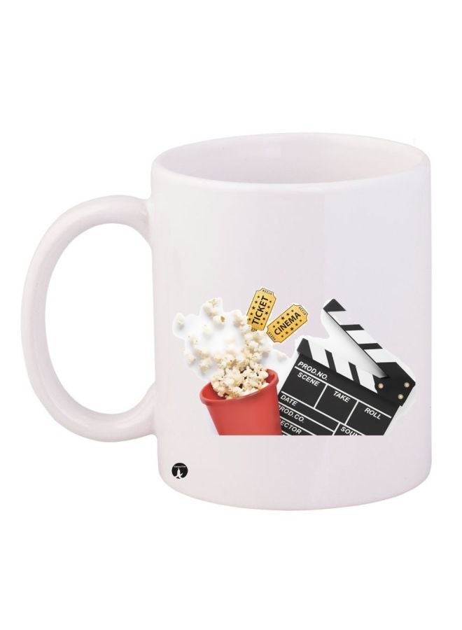 RYN Popcorn Printed Coffee Mug White/Black/Red 11ounce