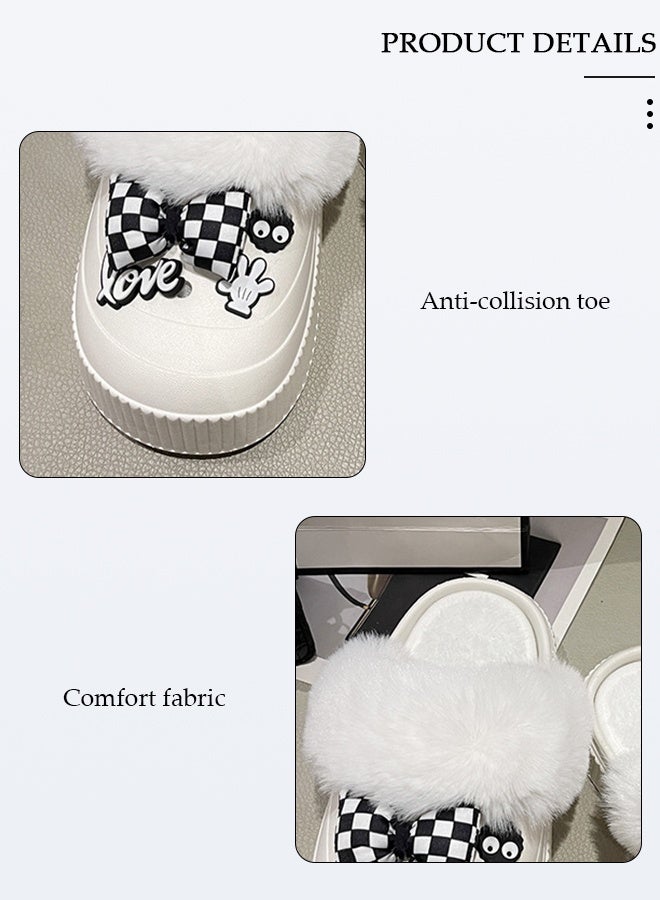 DUNISO نعال منزلية نسائية من القطن قابلة للغسل، أحذية دافئة عصرية بنعل سميك، نعال منزلية مريحة وناعمة، أحذية منزلية خفيفة الوزن غير قابلة للانزلاق للراحة في الأماكن المغلقة والمفتوحة - Image 5