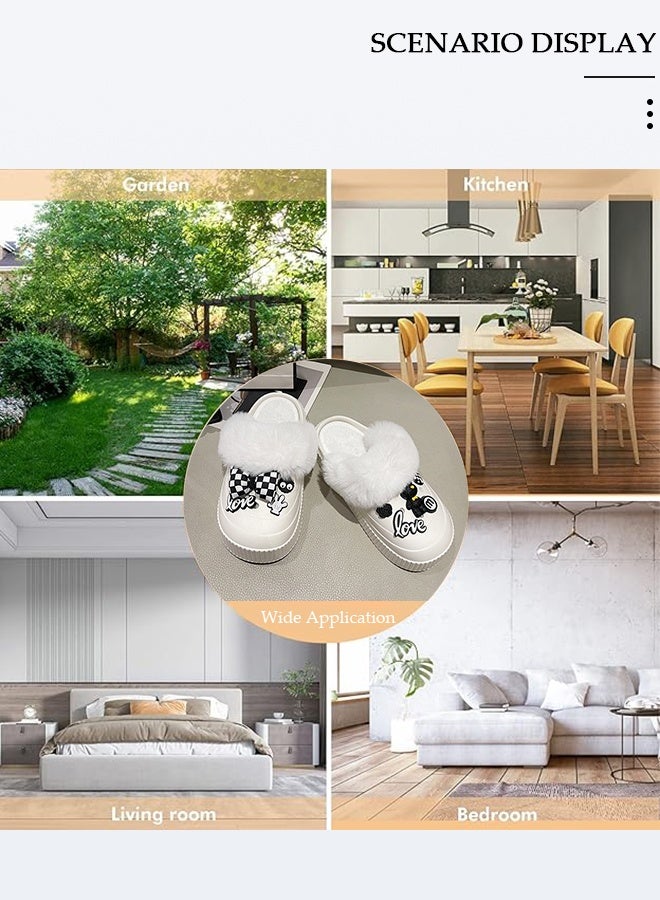 DUNISO نعال منزلية نسائية من القطن قابلة للغسل، أحذية دافئة عصرية بنعل سميك، نعال منزلية مريحة وناعمة، أحذية منزلية خفيفة الوزن غير قابلة للانزلاق للراحة في الأماكن المغلقة والمفتوحة - Image 3