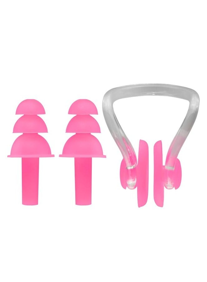 Generic Soft Silicone Waterproof Swimming Nose And Ear Ear Plugs + Box, Pink - Image 1