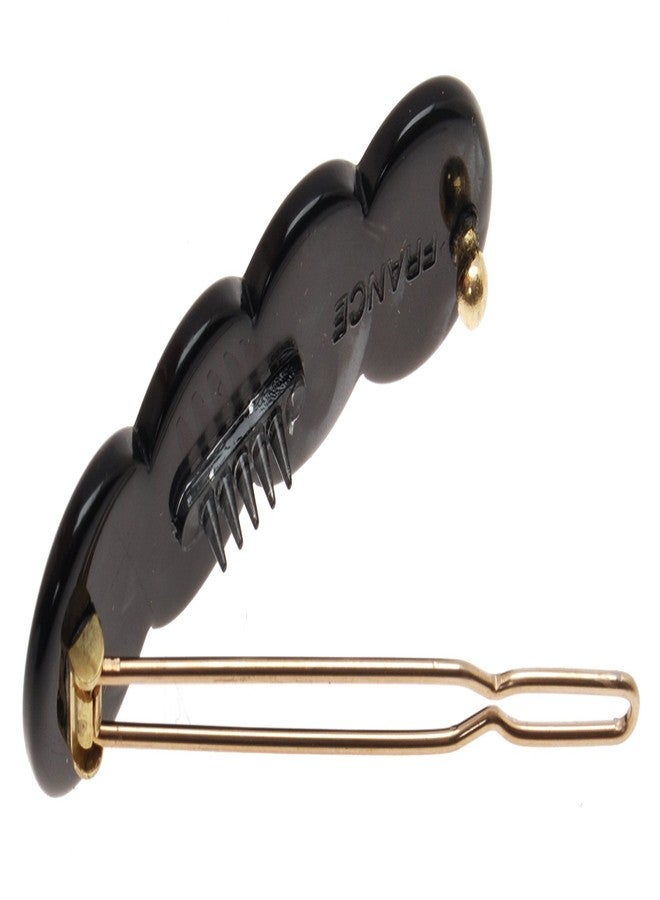 France Luxe Scalloped Tige Boule Barrette - Nacro Black - Image 3