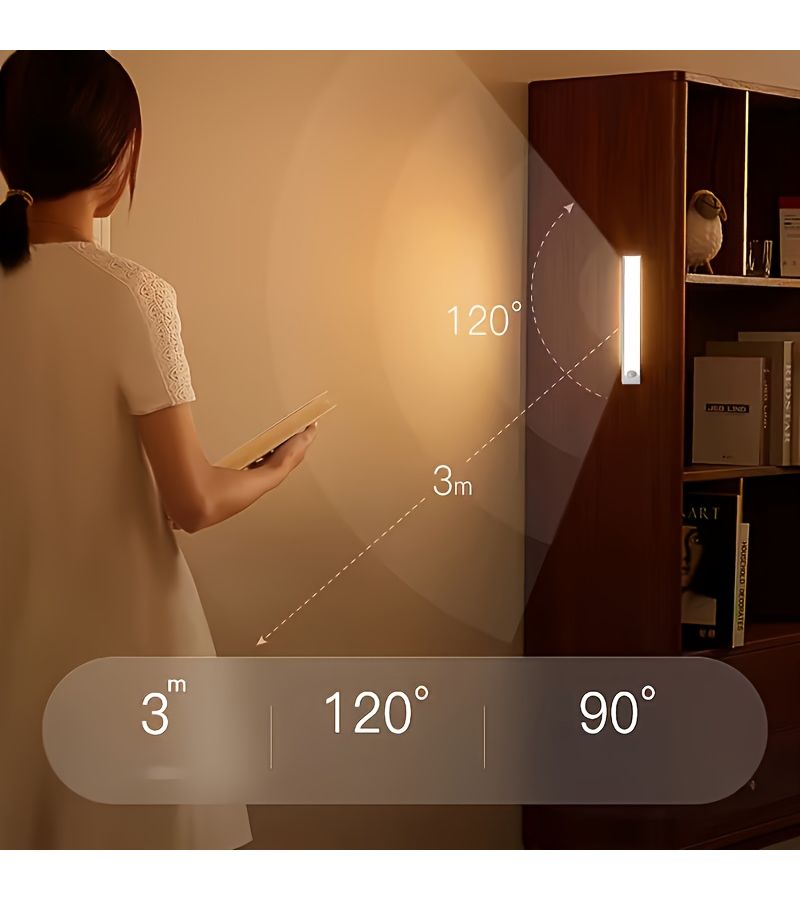 12 قطعة من أضواء الخزانة LED القابلة للشحن عبر USB بإضاءة بيضاء 30 سم مع حساس حركة وتركيب مغناطيسي لخزائن الملابس وحالات العرض والممرات - Image 2