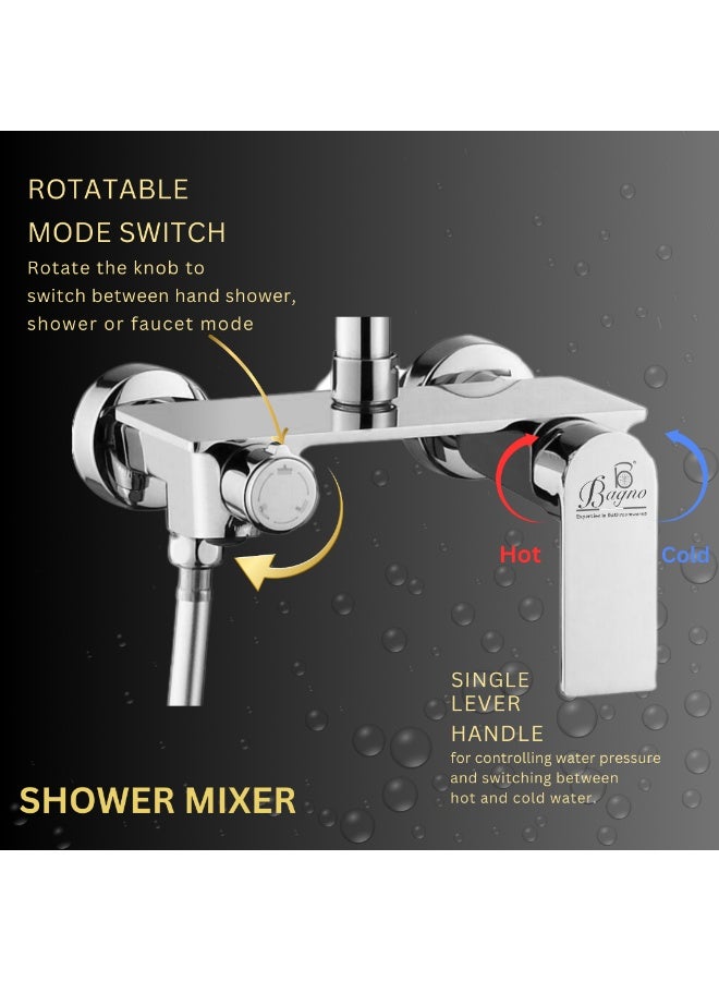 B BAGNO Shower System 3403-2CR, Wall-Mounted Rain Shower Set with Handheld Spray, Chrome Finish, Luxury Bathroom Faucet Mixer - Image 4