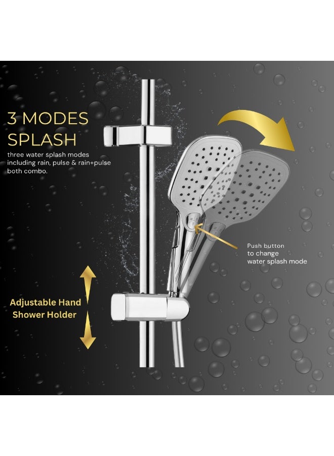 B BAGNO Shower System 3403-2CR, Wall-Mounted Rain Shower Set with Handheld Spray, Chrome Finish, Luxury Bathroom Faucet Mixer - Image 3