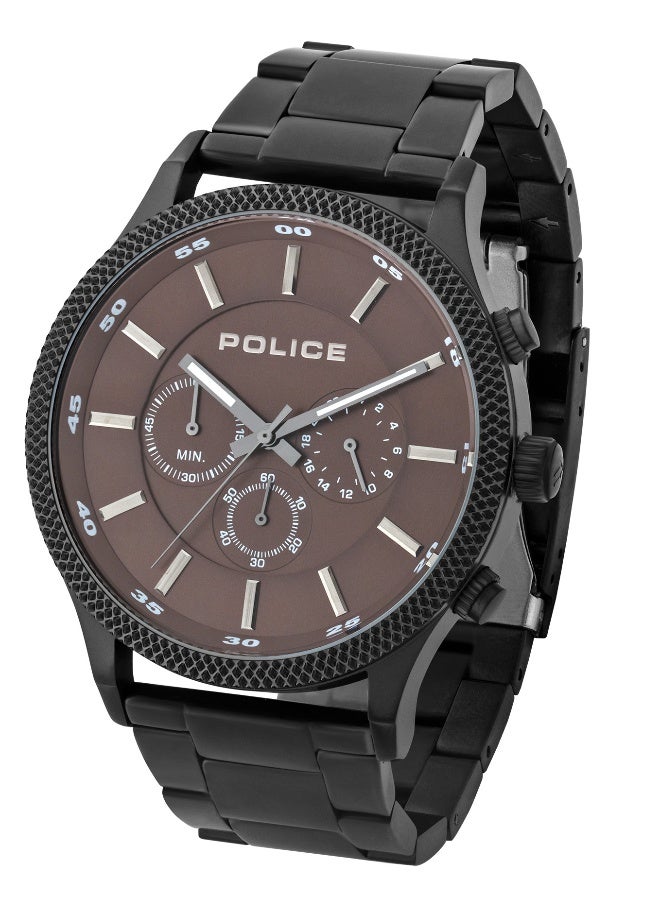 POLICE Men Pace Black Leather Strap Multifunction Watch for Men, 46mm - Image 2