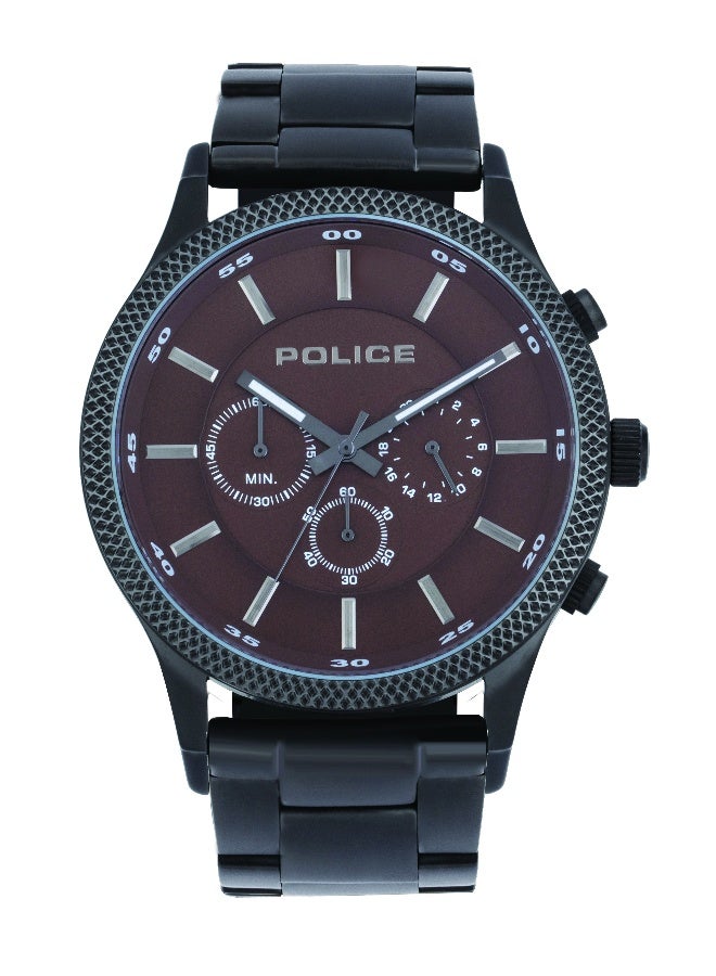 POLICE Men Pace Black Leather Strap Multifunction Watch for Men, 46mm - Image 1