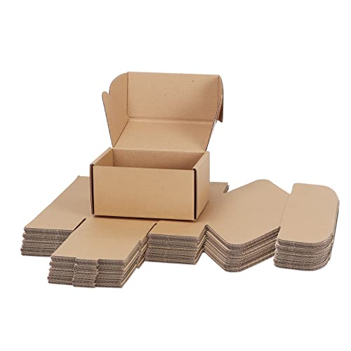 PHAREGE 6x4x3 inch Shipping Boxes Bulk 25 Pack Brown, Tab Lock Tuck Top Mailer Boxes for Packaging Small Business, Small Cardboard Gift Boxes for Wrapping Mailing Presen - Image 1