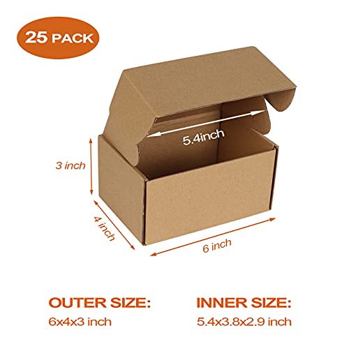 PHAREGE 6x4x3 inch Shipping Boxes Bulk 25 Pack Brown, Tab Lock Tuck Top Mailer Boxes for Packaging Small Business, Small Cardboard Gift Boxes for Wrapping Mailing Presen - Image 2