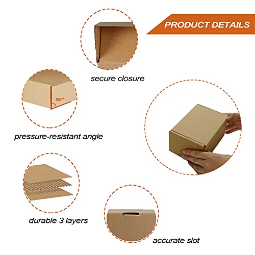 PHAREGE 6x4x3 inch Shipping Boxes Bulk 25 Pack Brown, Tab Lock Tuck Top Mailer Boxes for Packaging Small Business, Small Cardboard Gift Boxes for Wrapping Mailing Presen - Image 4