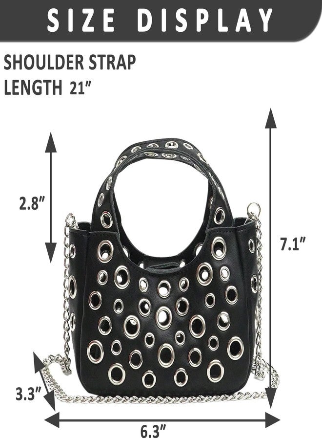 QTKJ HandBag for Women, Leather Crossbody Bag, Shoulder Purse with Circle Cut-Out Design(Black) - Image 4