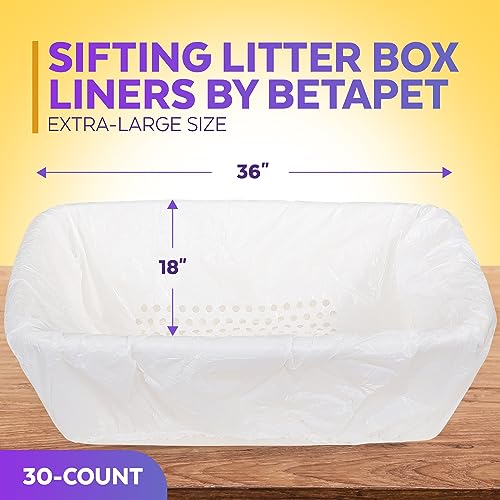 BETAPET Sifting Litter Box Liners- 30-Count Elastic Cat Pan Liners for Large, Extra Large, Giant, and Extra Giant Litter Box - 36" x 18" Universal Fit Quick Sifting Cat Litter Bags - Image 2
