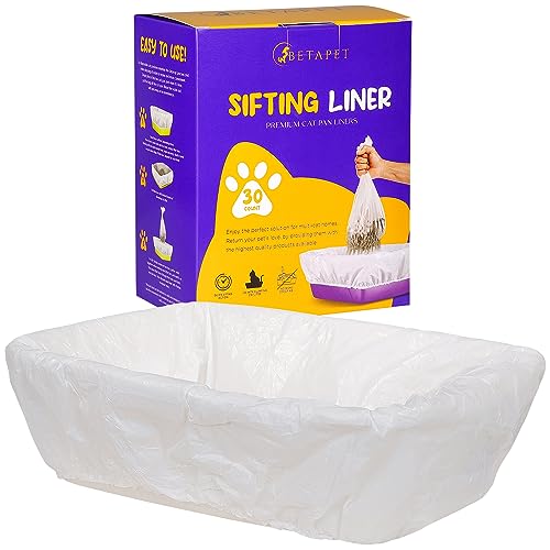 BETAPET Sifting Litter Box Liners- 30-Count Elastic Cat Pan Liners for Large, Extra Large, Giant, and Extra Giant Litter Box - 36" x 18" Universal Fit Quick Sifting Cat Litter Bags - Image 1